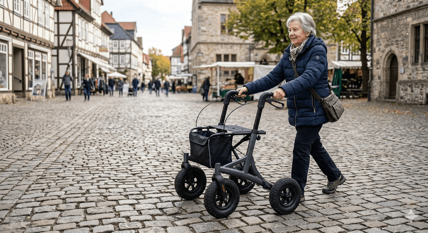 Welcher Rollator für Kopfsteinpflaster 2026